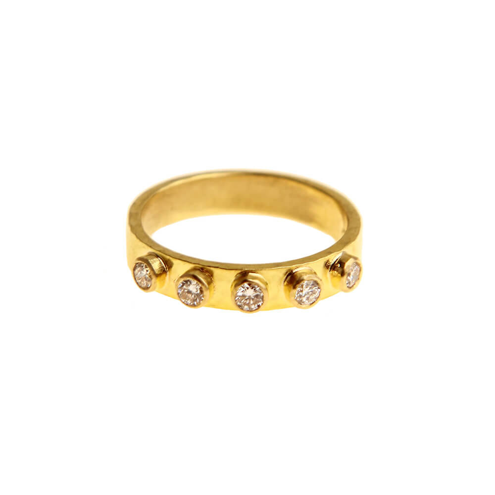 Elizabeth Locke 19K Yellow Gold Diamond Stack Ring 