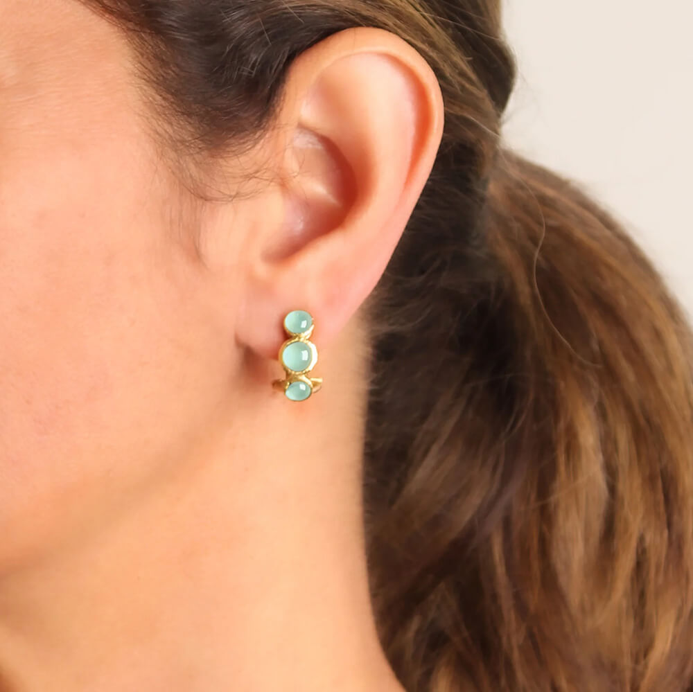 Elizabeth Locke 19K yellow gold Aquamarine Earrings 