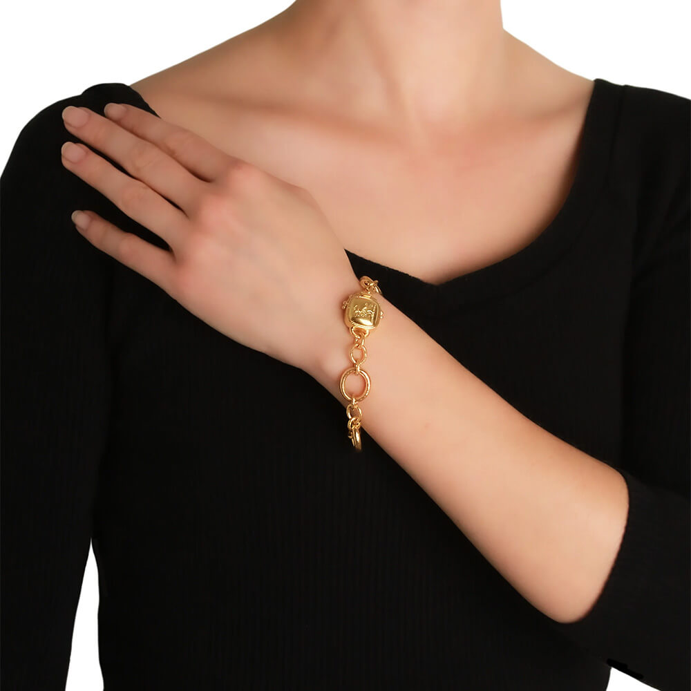 Elizabeth Locke 19K yellow gold San Remo bracelet with Dove clasp 