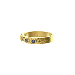 Elizabeth Locke 19K yellow gold blue sapphire flat ribbon stack ring 