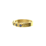 Elizabeth Locke 19K yellow gold blue sapphire flat ribbon stack ring 
