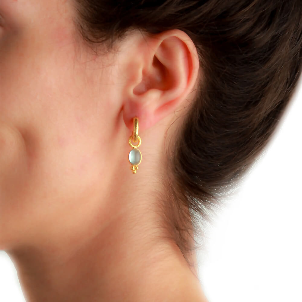 Elizabeth Locke 19k yellow gold Aquamarine Earring Charms 