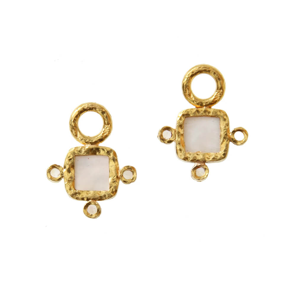 Elizabeth Locke 19k yellow gold Mulberry 'Quadrato Antico' Earring Charms