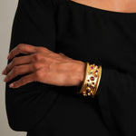 Elizabeth Locke 19k yellow gold Pink Tourmaline and Rhodolite Confetti Bangle Bracelet
