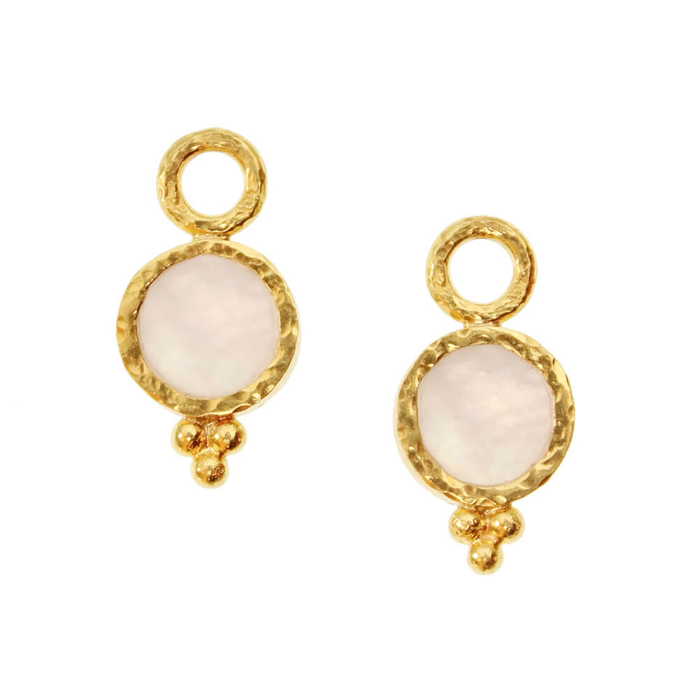 Elizabeth Locke Rock 19K yellow gold Crystal Intaglio Turtle Earring Charms