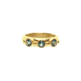 Elizabeth Locke 19k yellow gold round aquaarine stack ring