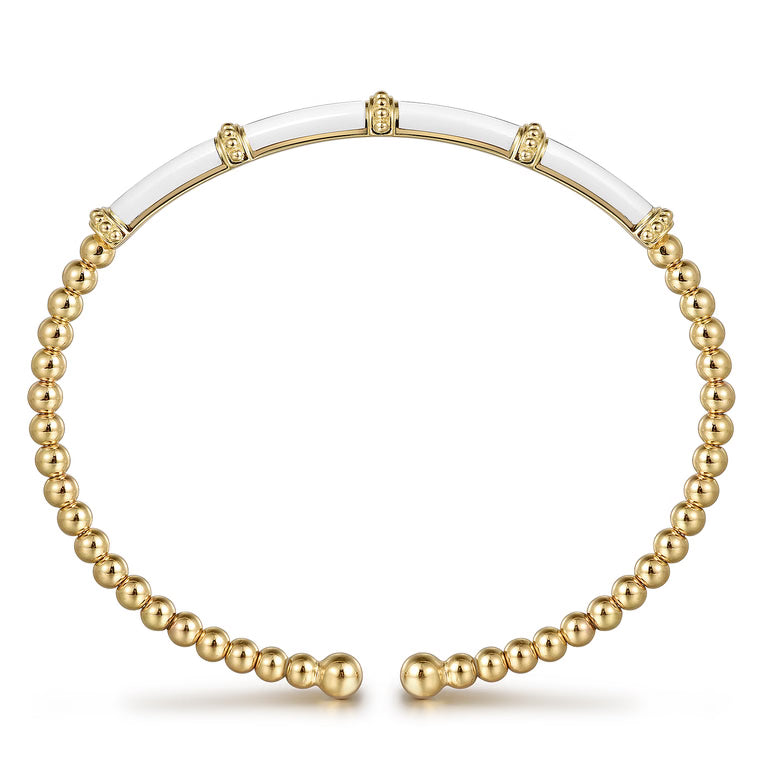 Bujukan and Bar Split Bangle with White Enamel