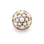 Estate 18K Pearl and Diamond Ring