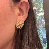 Gold and Diamond Leaf Earrings