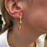 Estate 18K gold Hoop Earrings with 3 diamonds