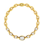 Estate 18K Yellow Gold Oval Link Necklace with Diamonds