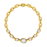 Estate 18K Yellow Gold Oval Link Necklace with Diamonds