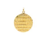 Estate Tiffany Gold Disc pendant with textured surface on a white background