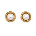 Estate Peal and Gold Clip-On Earrings 