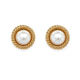 Estate Peal and Gold Clip-On Earrings 
