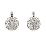 Pair of Estate Platinum diamond earrings on a white background