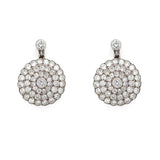 Pair of Estate Platinum diamond earrings on a white background