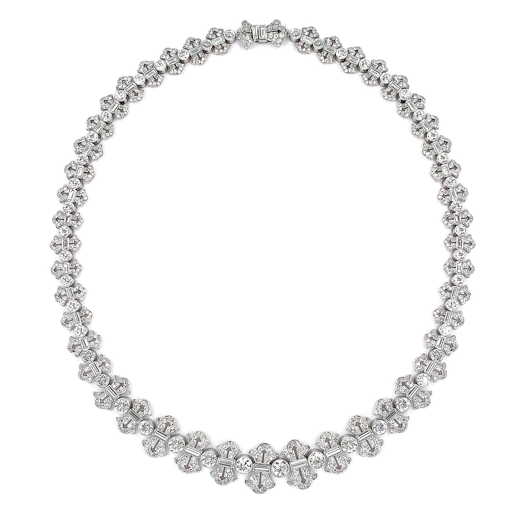 Elegant 18 carat diamond necklace on a white background