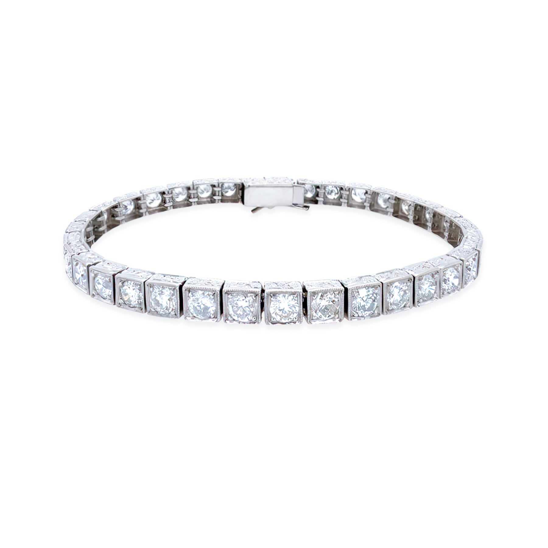 A Estate platinum tennis bracelet featuring multiple rows of diamonds approx 7 carats