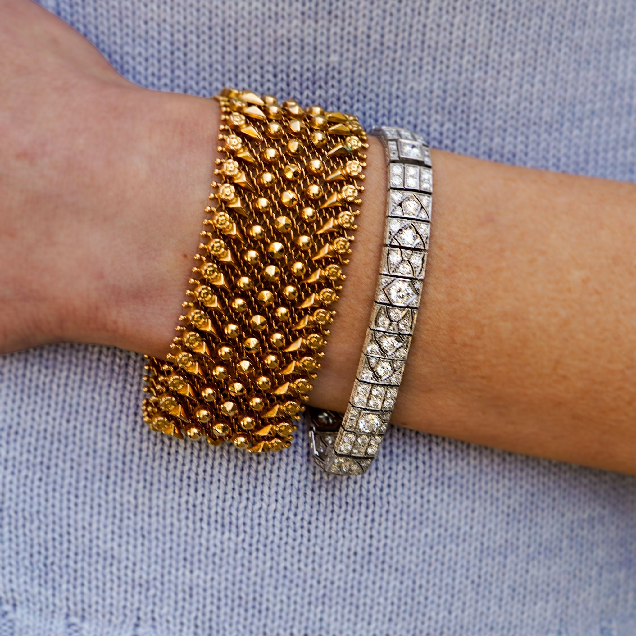 Estate bracelets on model