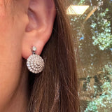 Estate Platinum Diamond Earrings on model