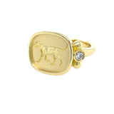 Finn ring with Lab dog engraving and diamonds