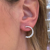 14K Yellow Gold and Diamond C Shape Earrings