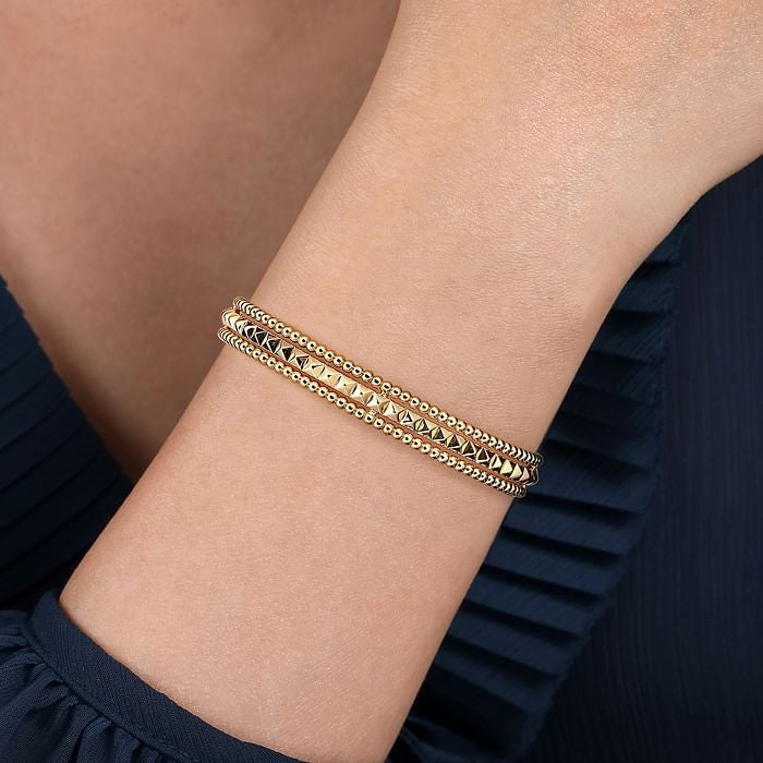 14K Yellow Gold Bujukan Pyramid Bangle designed by Gabriel & Co.