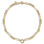 14K Gold chain paper clip necklace on a white background