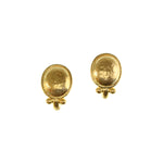 Pair of 19K  gold dome earrings with charm holder 