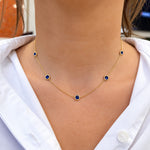 18K yellow gold 5 station sapphire necklace from the LPL Signature Collection