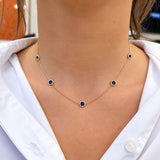 18K yellow gold 5 station sapphire necklace from the LPL Signature Collection