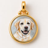 Classic 18k yellow gold Gold Bezel Pet Portrait Pendant designed by Laura Peaarce
