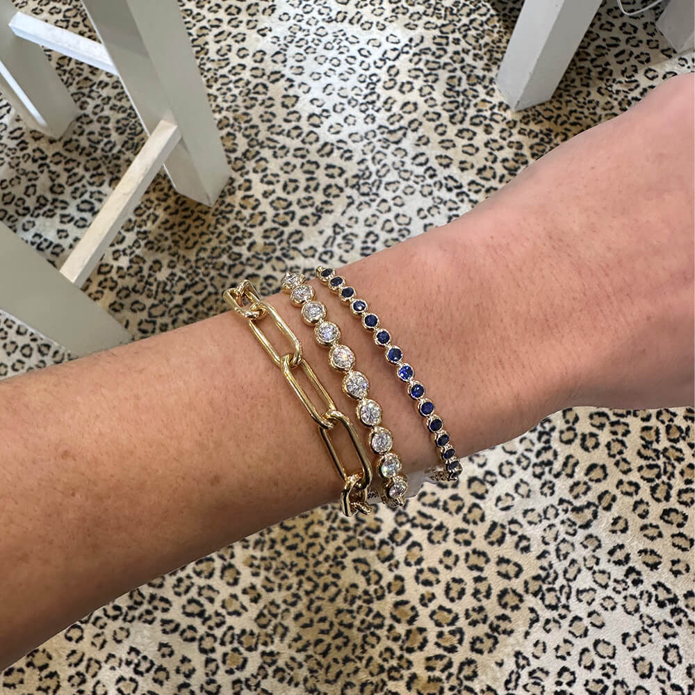 Gumuchian sapphire bracelet on model