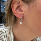 Huggie Hoop Earrings with Diamond Drops in 18K white gold