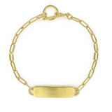 14k Yellow Gold Hollow Paper Clip Bracelet with Engravable ID