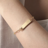 14k Yellow Gold Hollow Paper Clip Bracelet with Engravable ID