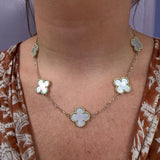 14K Yellow Gold Mother of Pearl Clover Necklace