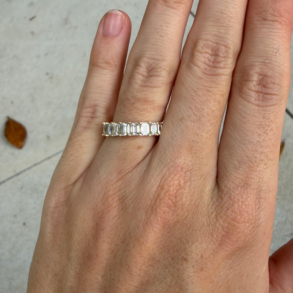 Emerald Cut Diamond Half Eternity Band Ring