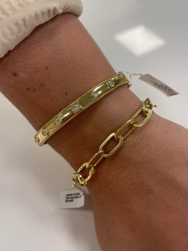 Penny Preville 18K Yellow Gold and Round and Square Stacking Bangle