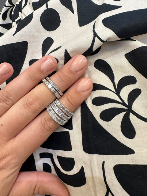 Platinum Eternity Band with Baguette and Round Diamonds