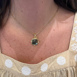 14K Yellow Gold Square Pendant with Diamonds