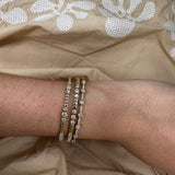 14K Yellow Gold Triple Station Diamond Beaded Bezel Bracelet