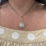 18K Yellow Gold Diamond Starburst Pendant with Bail