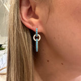 14K Yellow Gold Diamond and Turquoise Drop Earrings