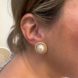 Estate Pearl and Yellow Gold Earrings