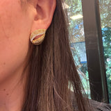 Estate 18K Yellow Gold Diamond Leaf Earrings