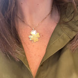 14K Yellow Gold Clover Disc