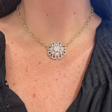 18K Yellow Gold Oval Link Chain with Diamond Pendant