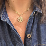 18K yellow Gold Jardin Flower Bunch Pendant with Diamonds